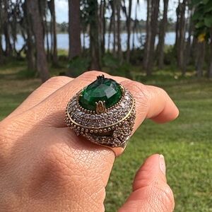 Vintage Green and Silver Statement Ring